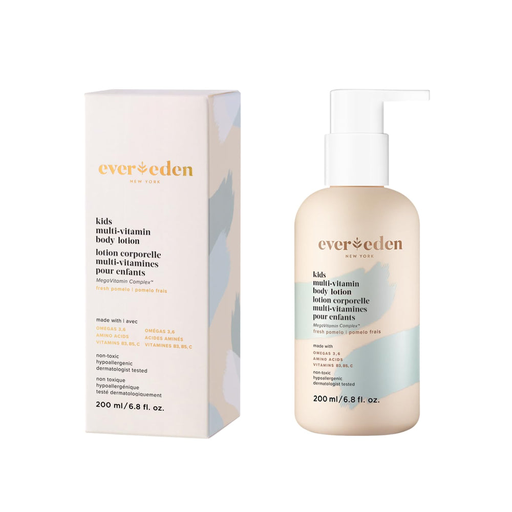 Evereden Kids multi-vitamin body lotion bottle for daily hydration.