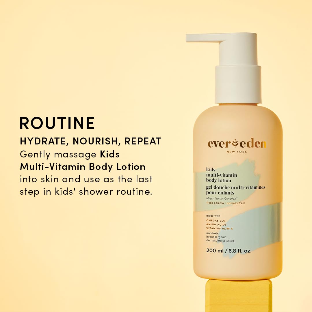 Evereden Kids lotion grapeseed oil closeup emphasizes antioxidant-friendly formula.