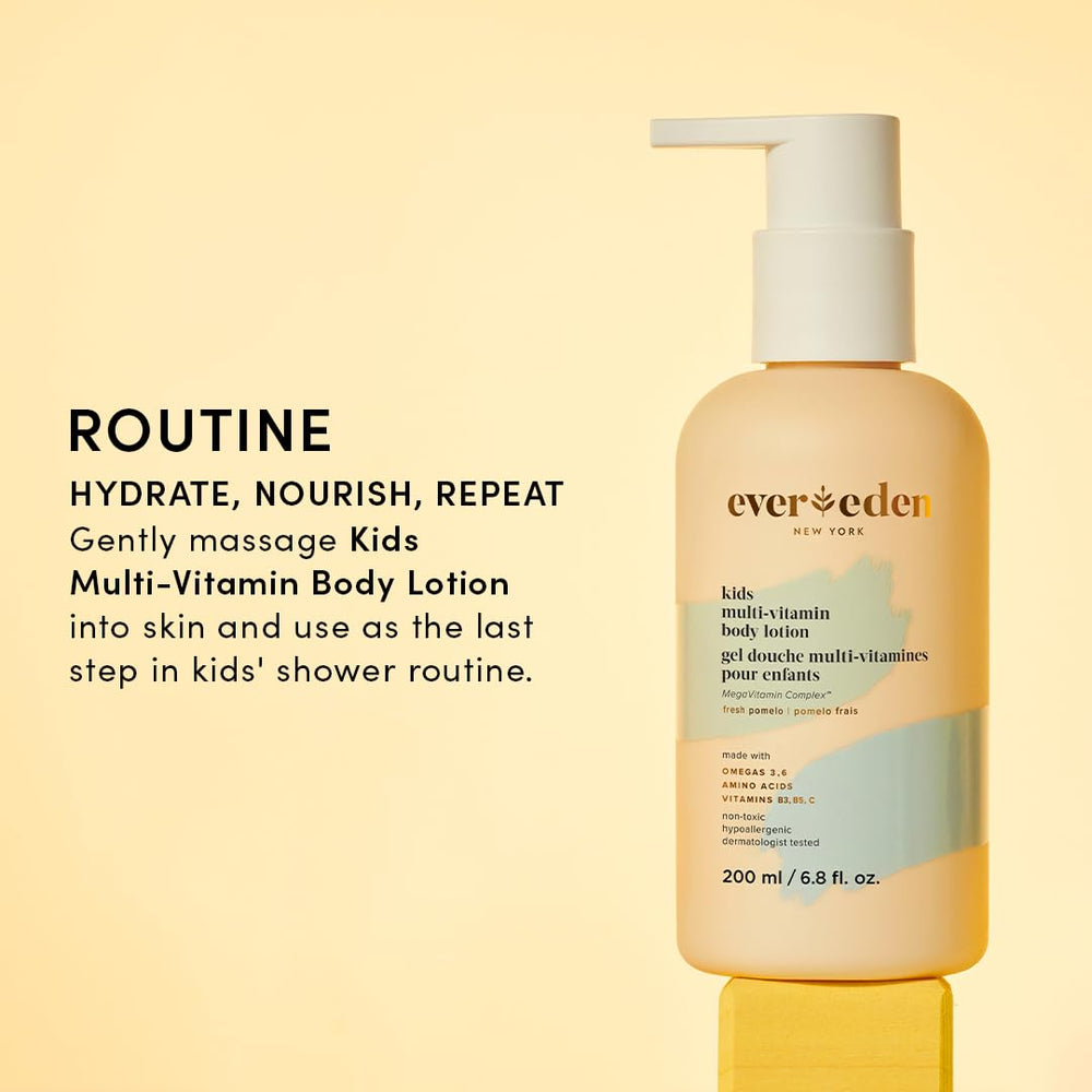 Evereden Kids lotion grapeseed oil closeup emphasizes antioxidant-friendly formula.