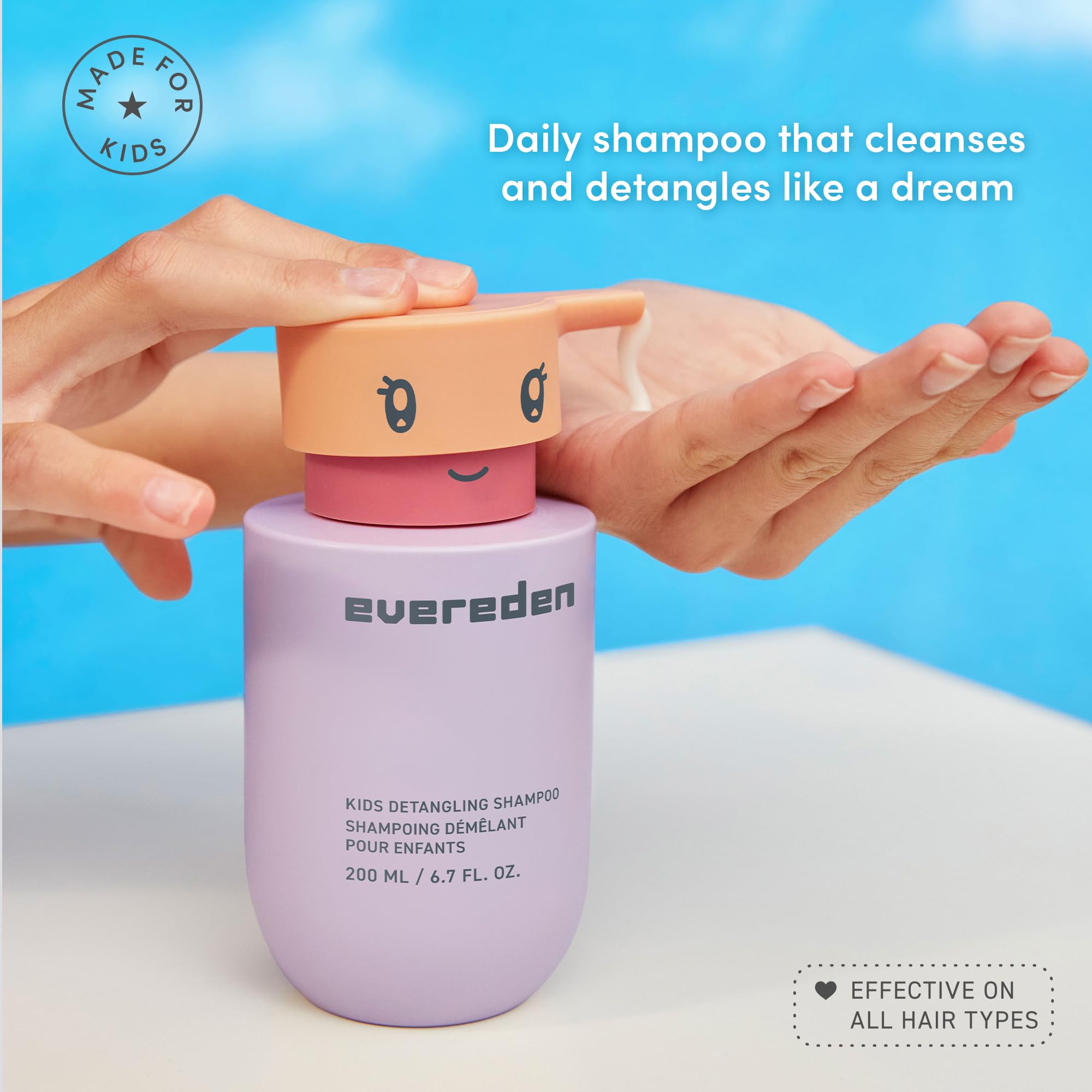 Evereden Kids Shampoo with argan oil and shea butter nourishes hair.