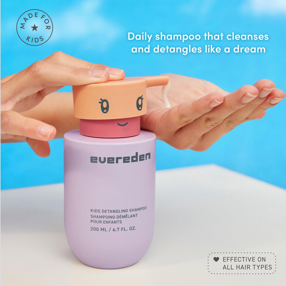 Evereden Kids Shampoo with argan oil and shea butter nourishes hair.