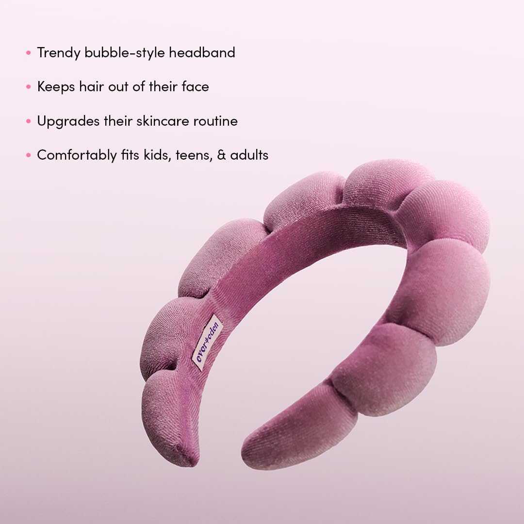 Evereden Kids Spa Headband close-up shows absorbent sponge performance for gentle cleansing.