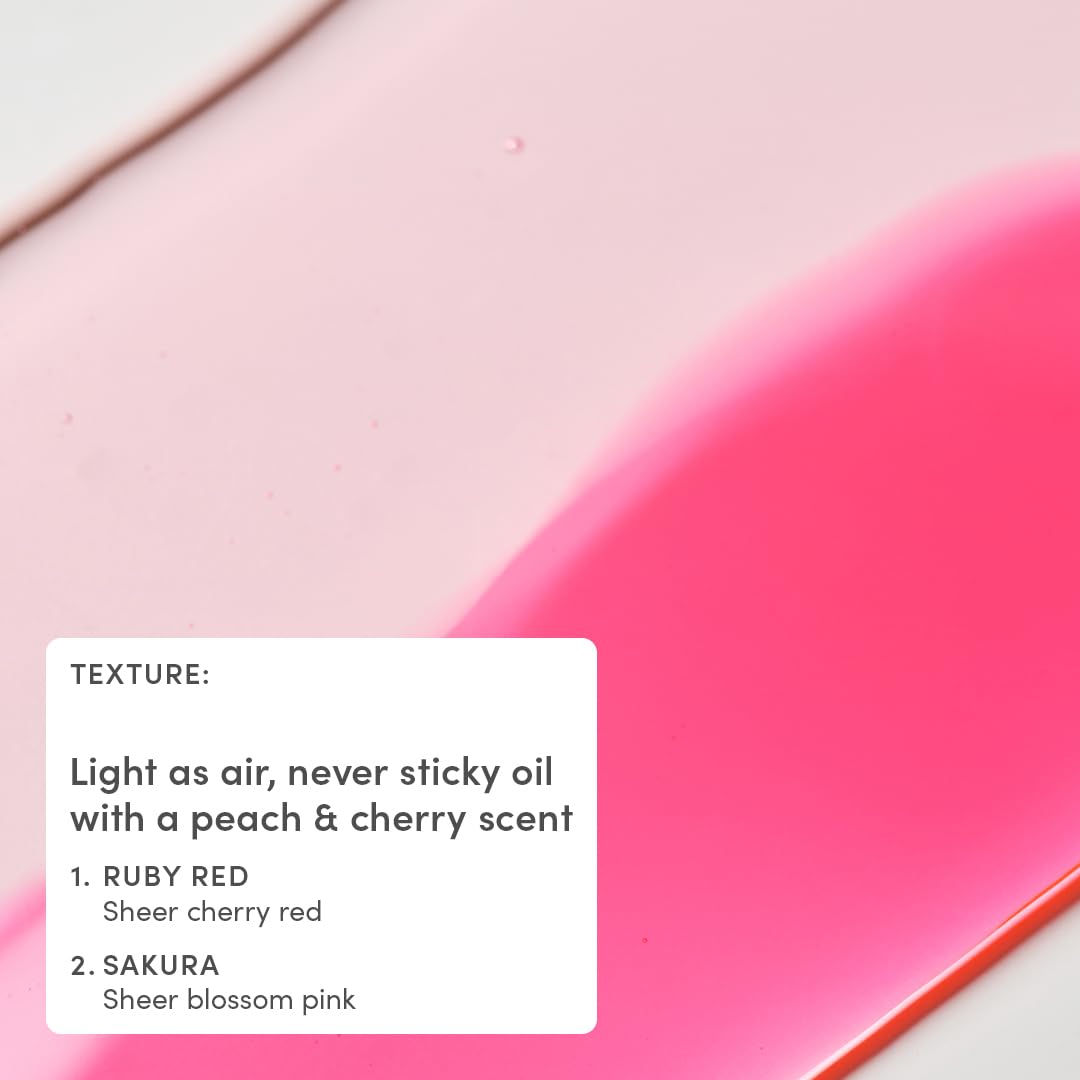 Evereden Kids tinted lip gloss sheer red on lips with sparkly charm.