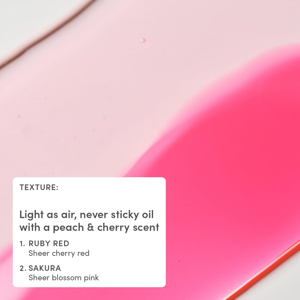 Evereden Kids tinted lip gloss sheer red on lips with sparkly charm.