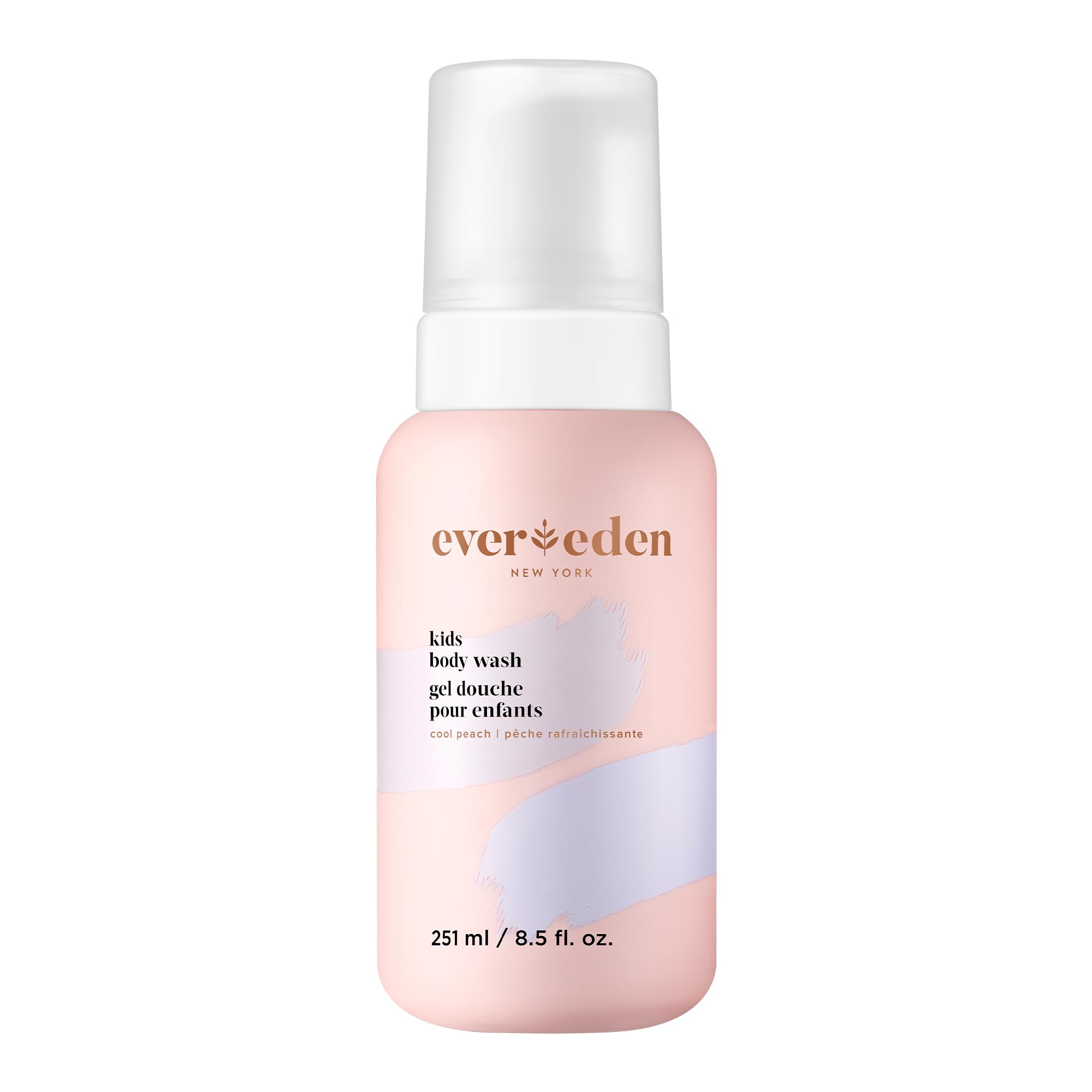 Evereden Multi-Vitamin Kids Body Wash Cool Peach bottle promotes gentle hydration for sensitive skin.