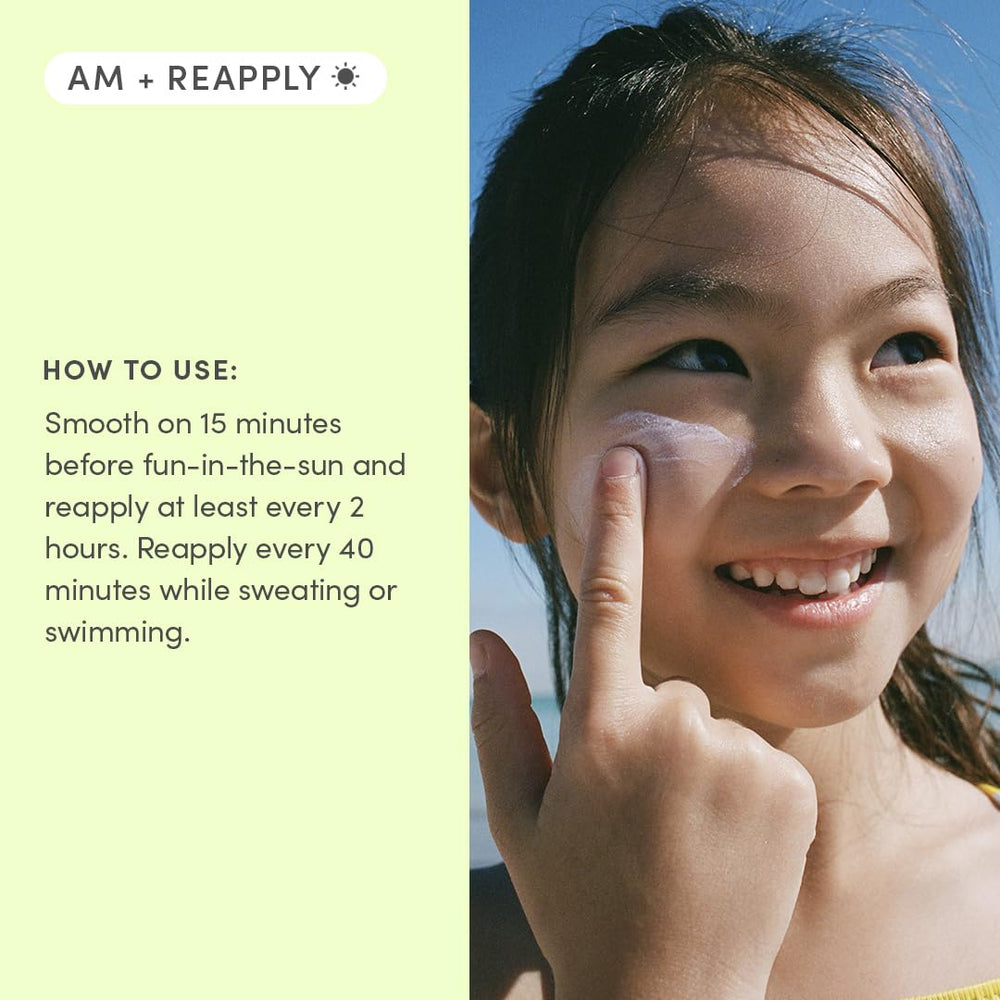 Evereden SPF50 Fluid Silk Mineral Kids Sunscreen packaging highlighting Coconut and Aloe ingredients.