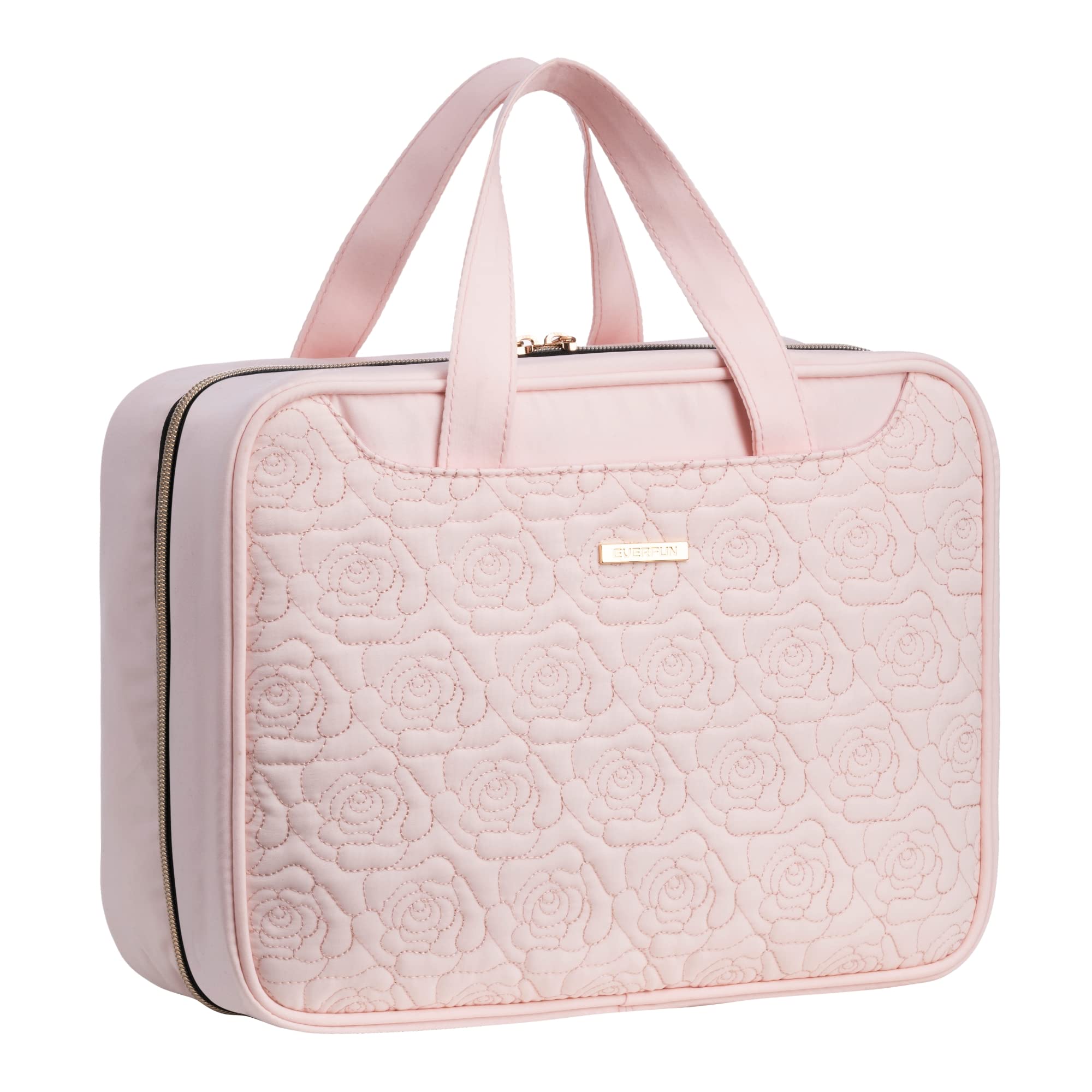 Everfun Hanging Travel Toiletry Bag with 4 compartments keeps cosmetics organized during travel.