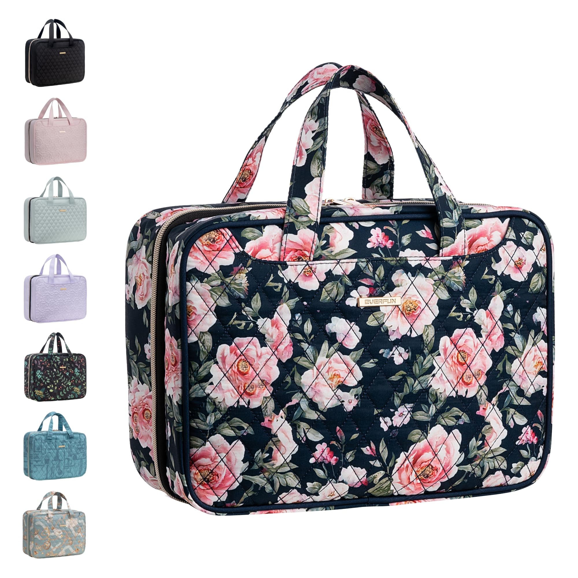 Everfun hanging travel toiletry bag closed shows compact on-the-go organization