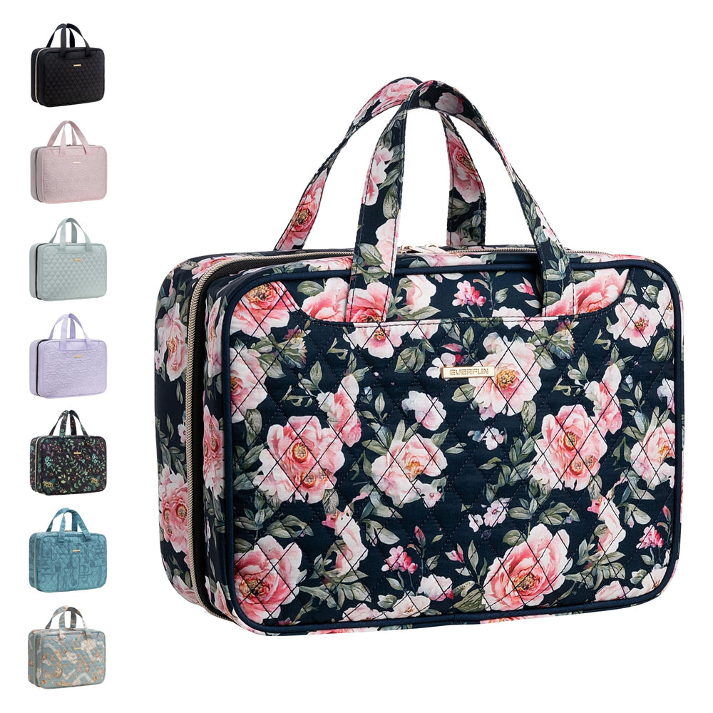 Everfun hanging travel toiletry bag closed shows compact on-the-go organization