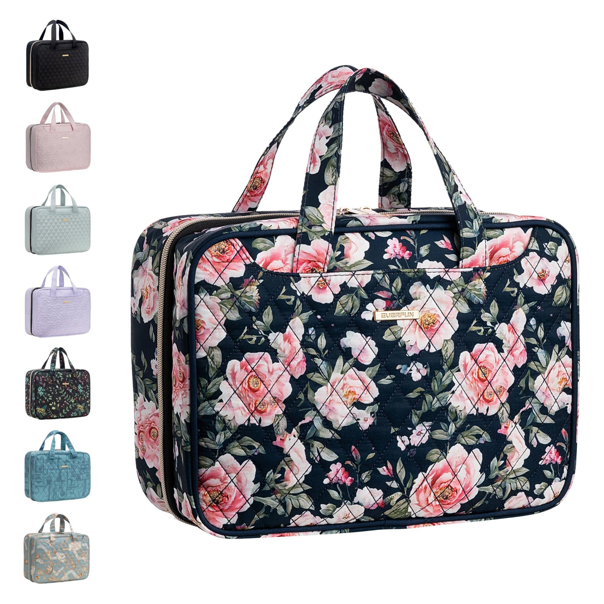 Everfun hanging travel toiletry bag closed shows compact on-the-go organization