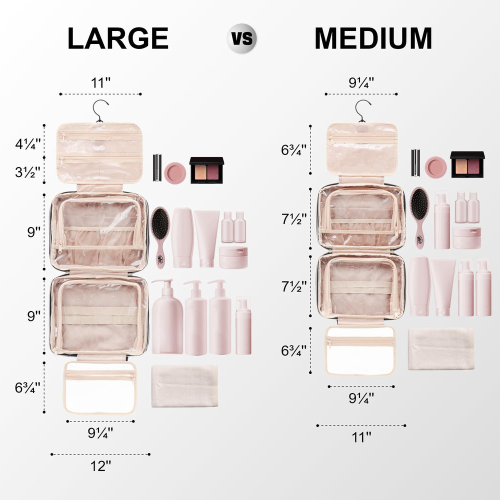 Everfun Hanging Travel Toiletry Bag top-compartment leakproof view ensures clean separation.