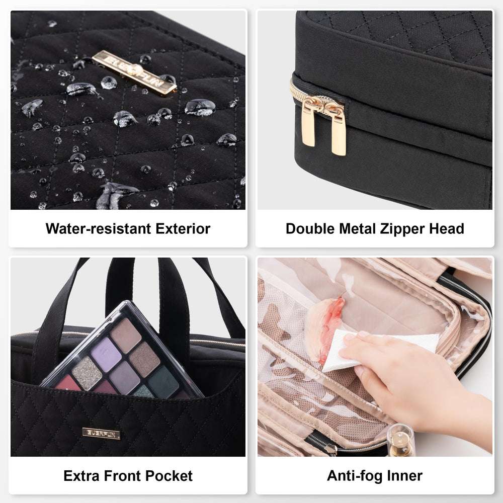 Everfun large-capacity roll-fold design supports toiletries and makeup on busy trips