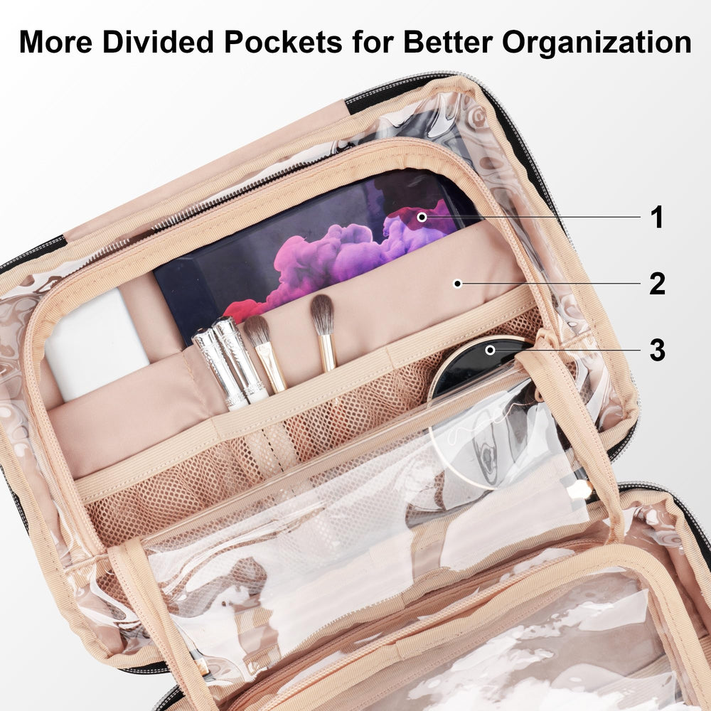 Everfun toiletry bag dry-wet separation compartments keep cosmetics and toothbrushes neatly separated
