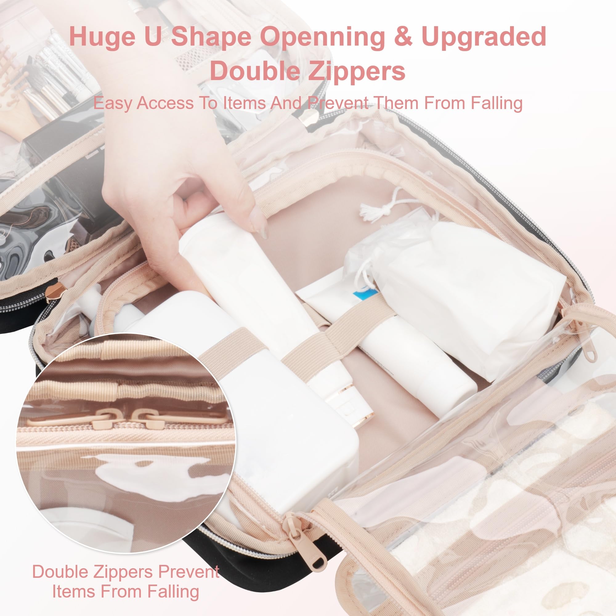 Everfun transparent inner view shows full contents at a glance for quick makeup access.