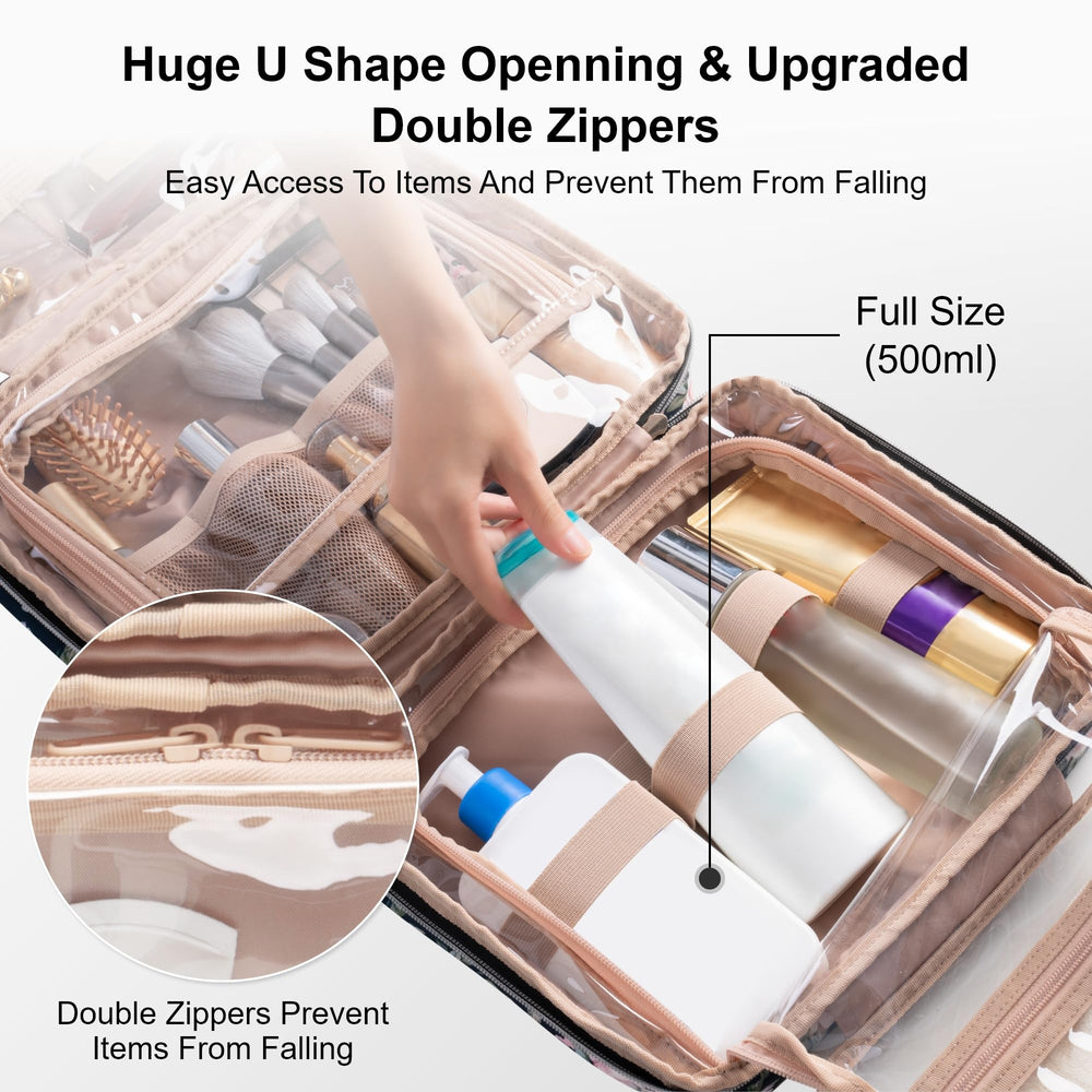 Everfun hanging travel bag transparent inner panel for full-view access