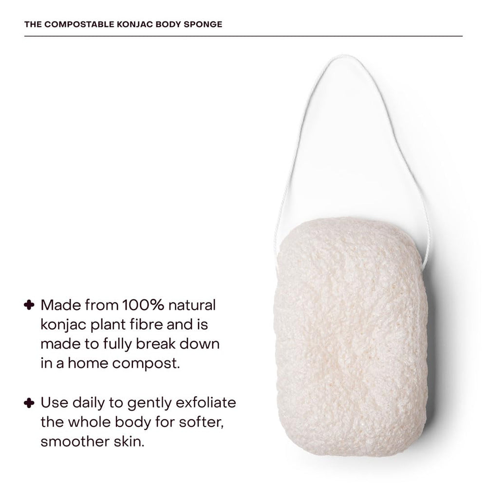 Everist Konjac exfoliacion sutil para una piel más suave después de la ducha.