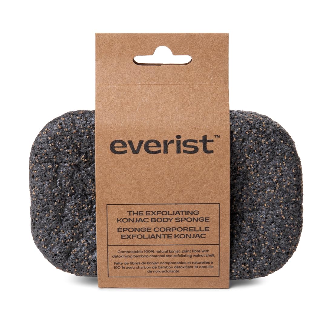 Everist Konjac exfoliante para baño en empaque, opción sostenible para el cuidado diario.