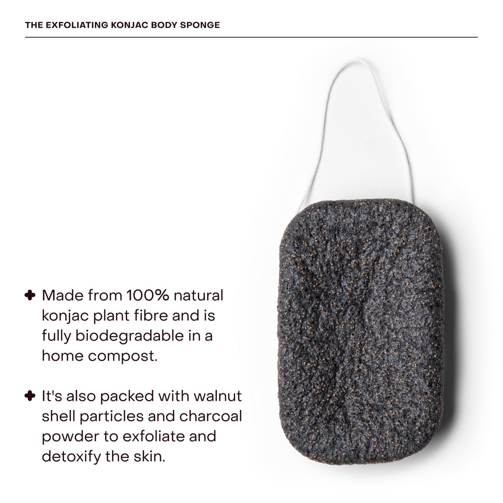 Everist Konjac exfoliante en mano mostrando textura suave y ergonómica.