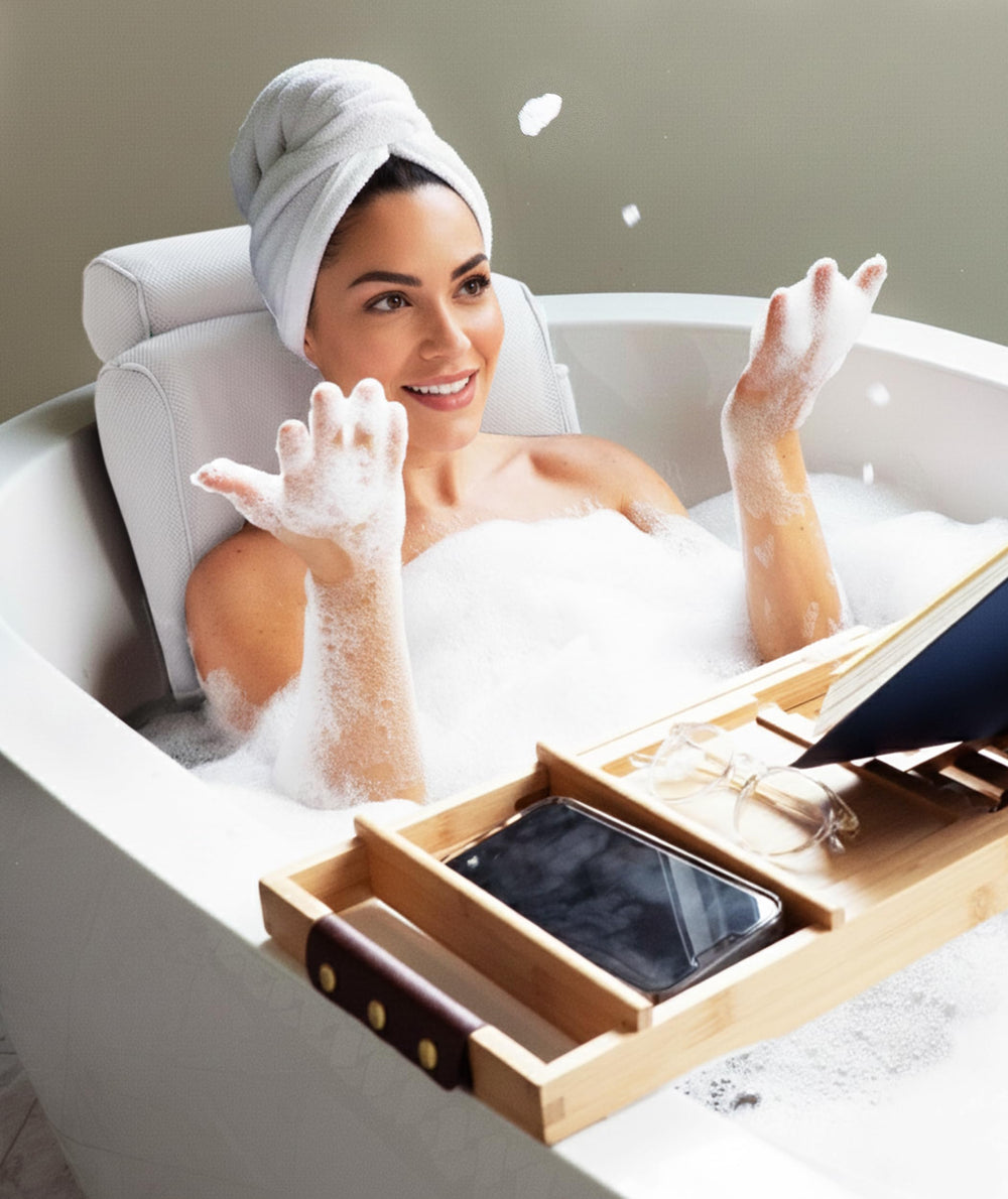 Everlasting Comfort bath pillow in white complements any bathroom decor.