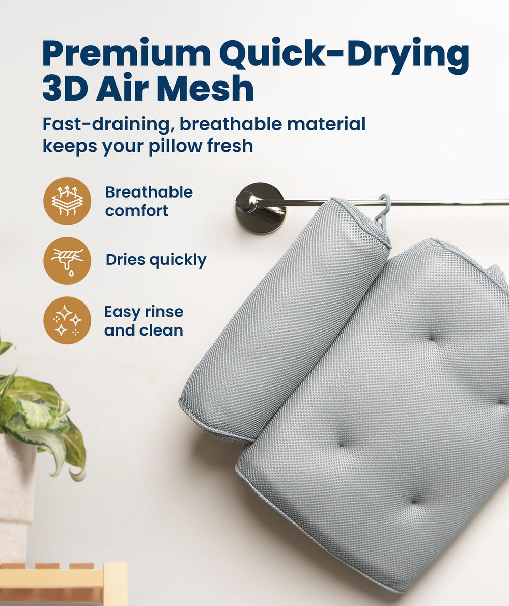 Everlasting Comfort side-pocket keeps bath essentials within easy reach.