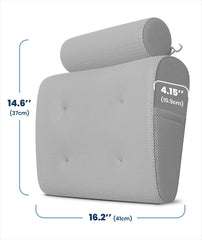 Everlasting Comfort bath pillow with four suction cups for slip-free soaking.