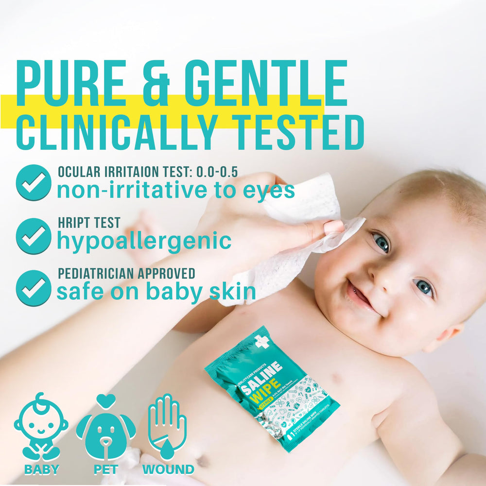 Everlit Care Saline Wipes on-the-go pack; convenient for purse, diaper bag, or car.