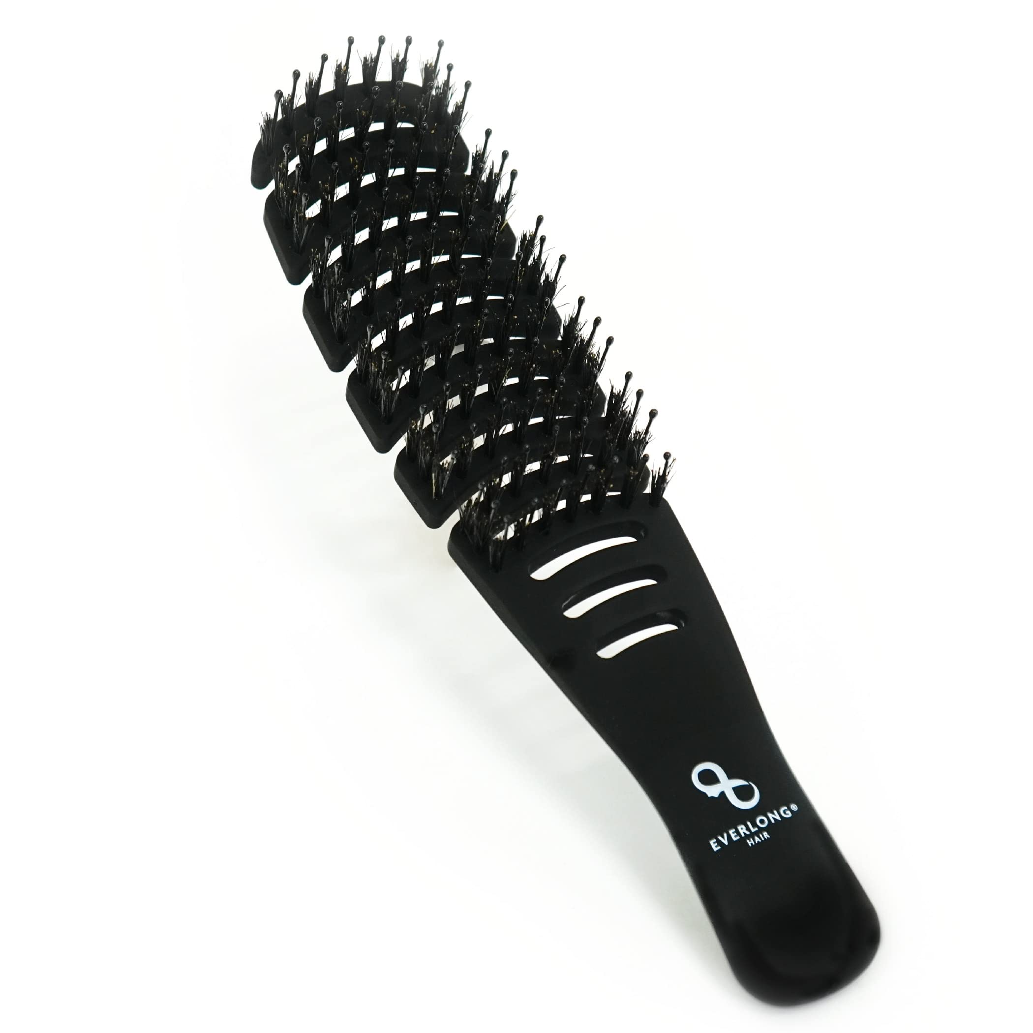 Everlong Flex Boar Bristle Brush wet hair closeup for gentle detangling and shine.