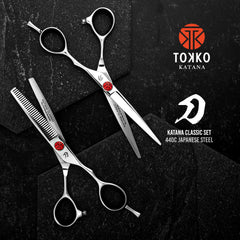 Everlong Katana Classic 6-5 thinning scissors blade closeup for seamless blending
