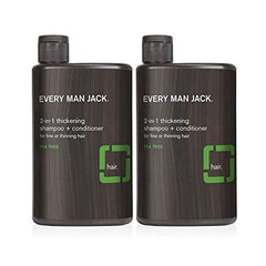 Every Man Jack 2-in-1 thickening shampoo foam lather for a silky rinse.