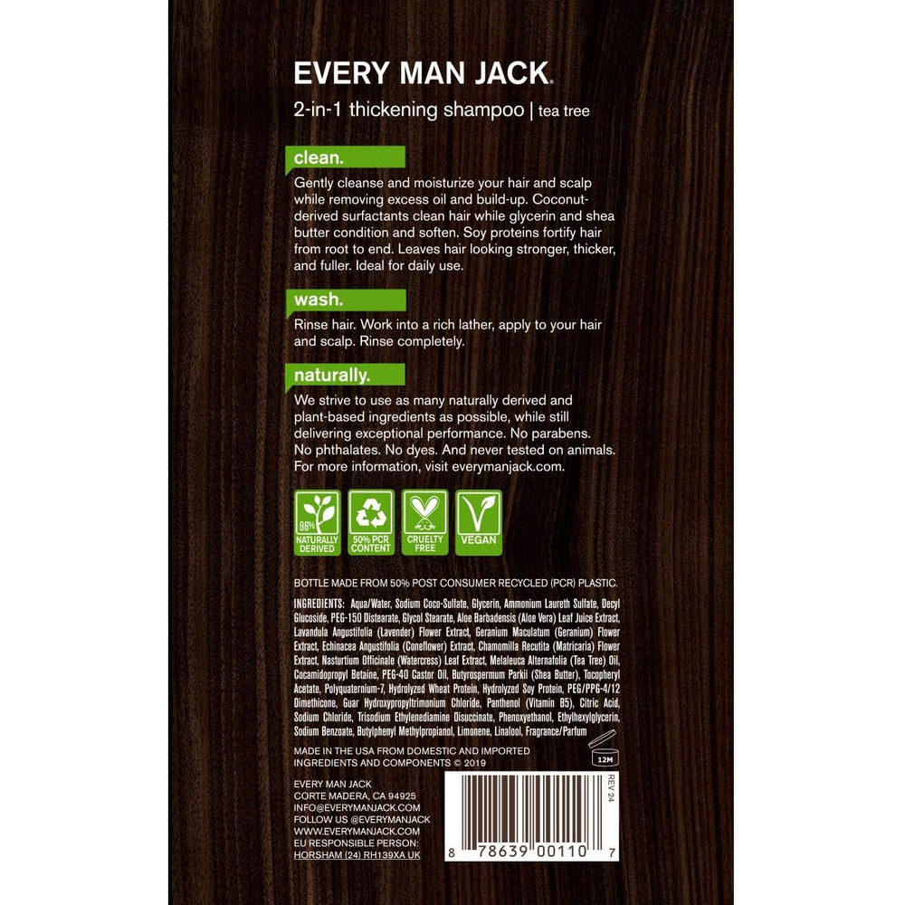 Every Man Jack aloe tea tree oil ingredients close-up highlighting natural extracts.