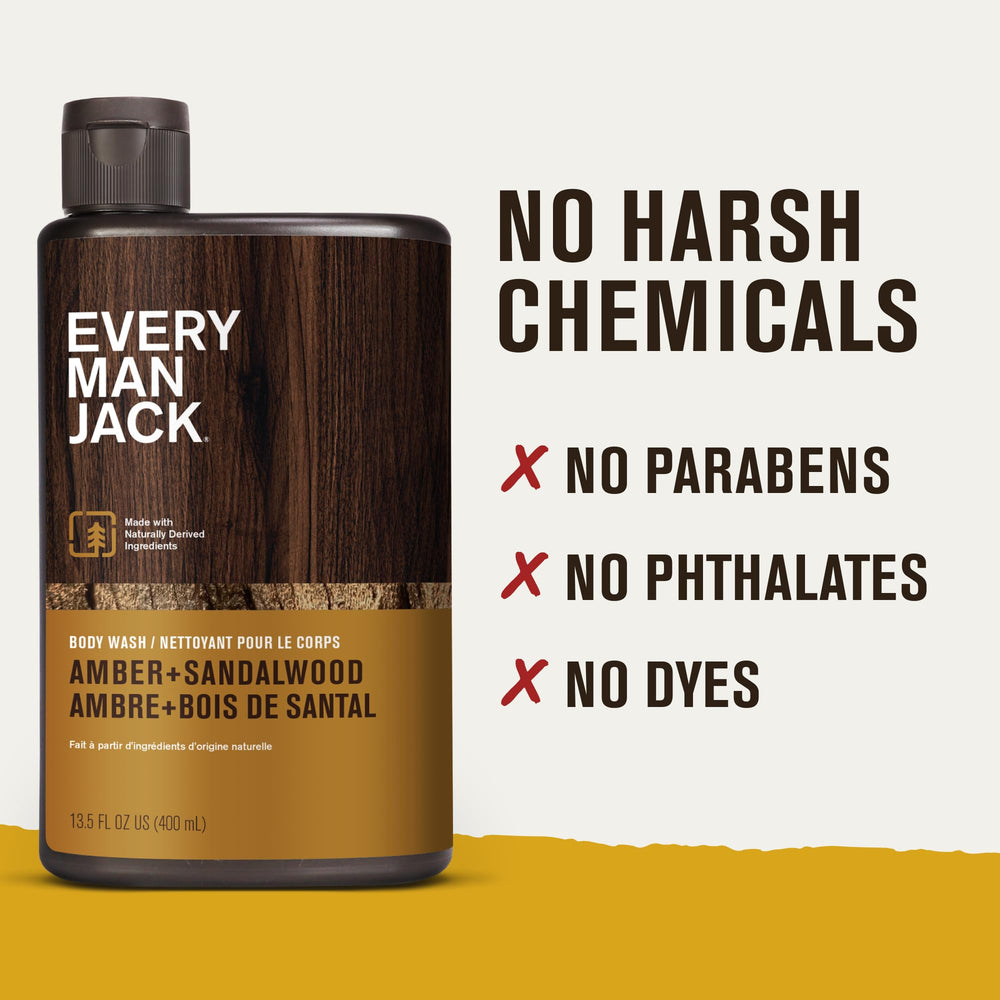 Every Man Jack Aloe-Vera hydration droplets signal gentle, skin-friendly cleansing.