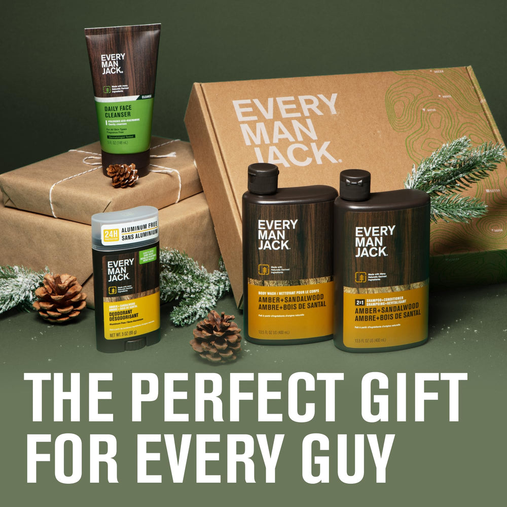 Every Man Jack Amber + Sandalwood 2-in-1 shampoo-conditioner for versatile grooming