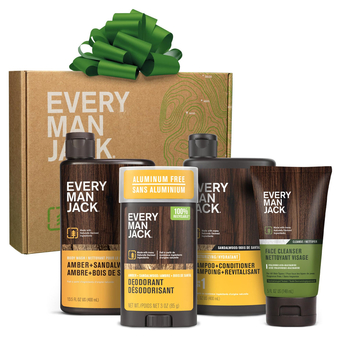 Every Man Jack Amber + Sandalwood body wash bottle ready for daily cleansing