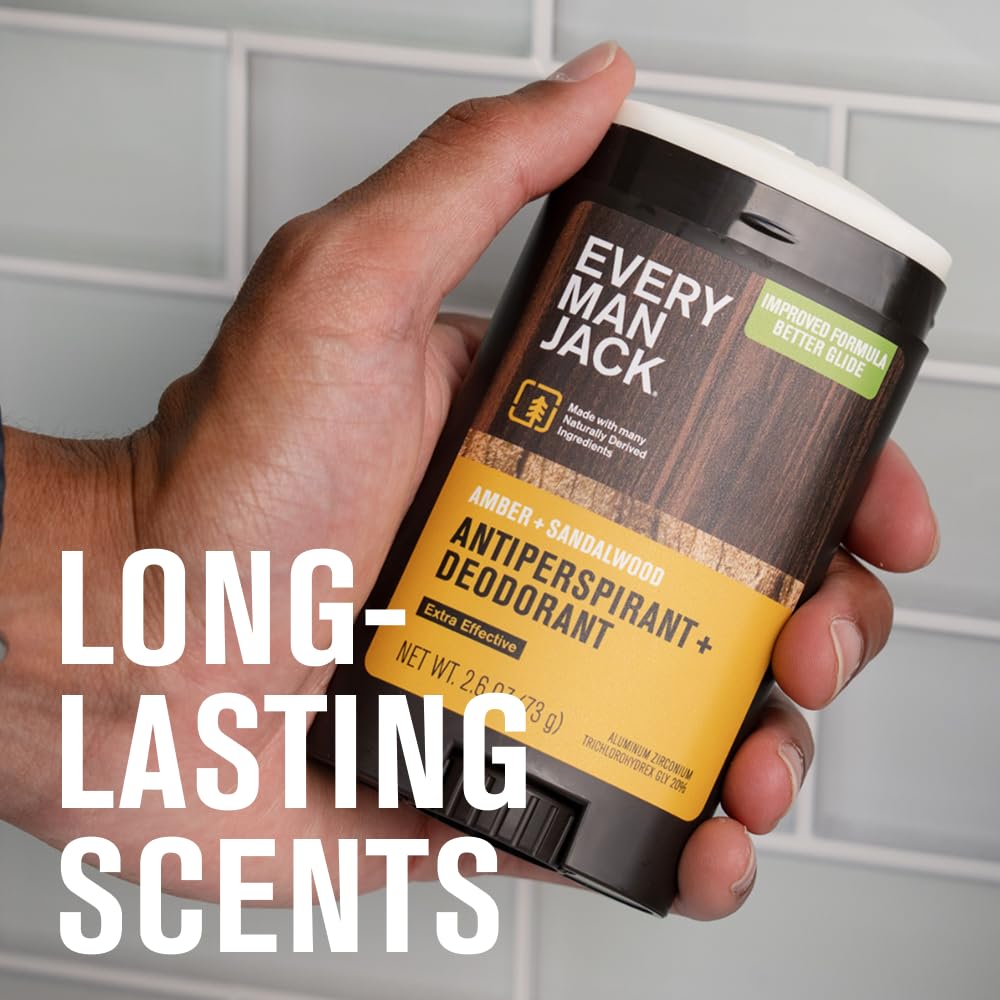 Every Man Jack 2.6 oz deodorant glide-test demonstrates quick-dry formula.