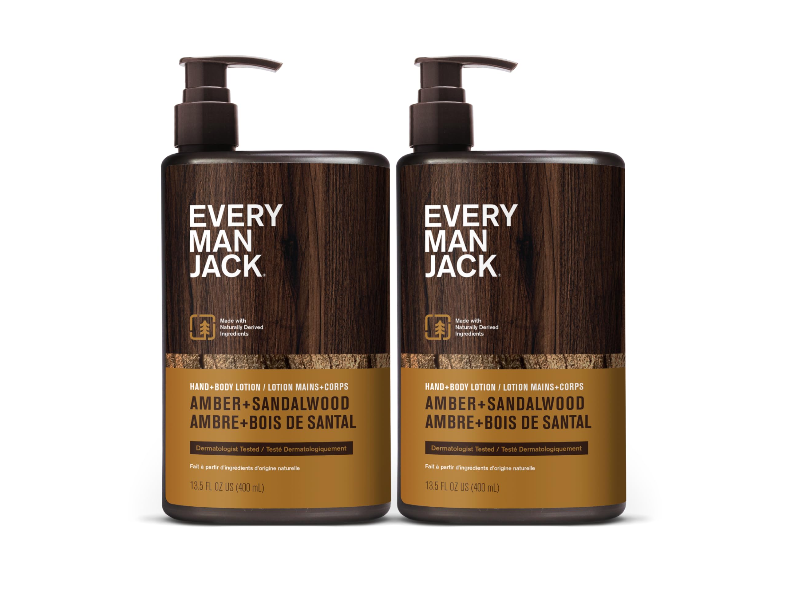 Every Man Jack amber sandalwood lotion on bathroom counter ready.