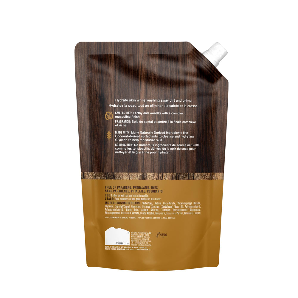 Every Man Jack Amber + Sandalwood Mt. Tam origin badge signals US-made quality.