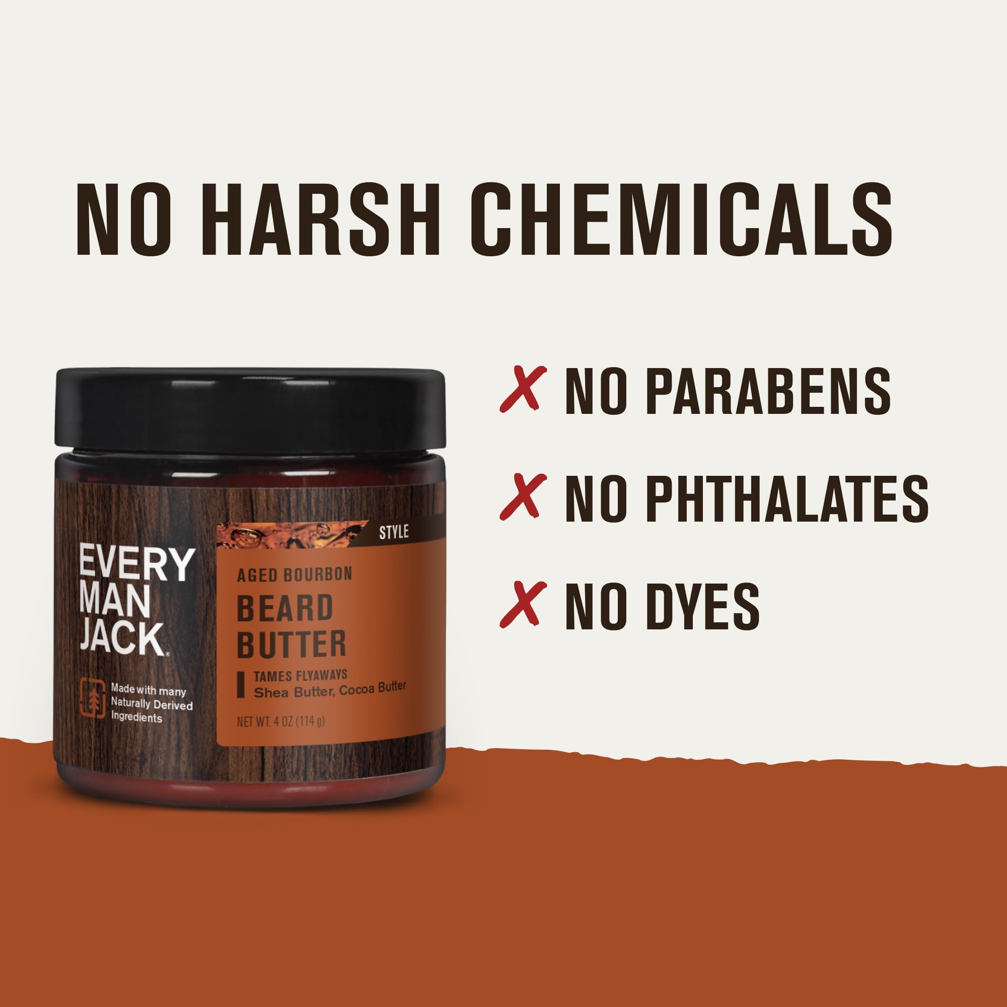 Every Man Jack aged bourbon beard butter ingredients highlights shea and coconut oils.