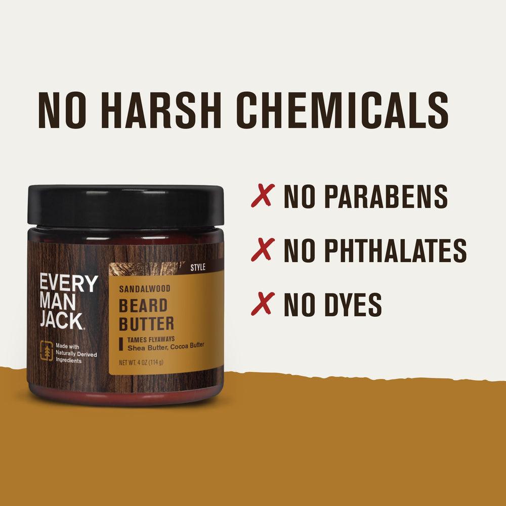 Every Man Jack sandalwood scent label evokes warm, woodsy aroma for daily use.