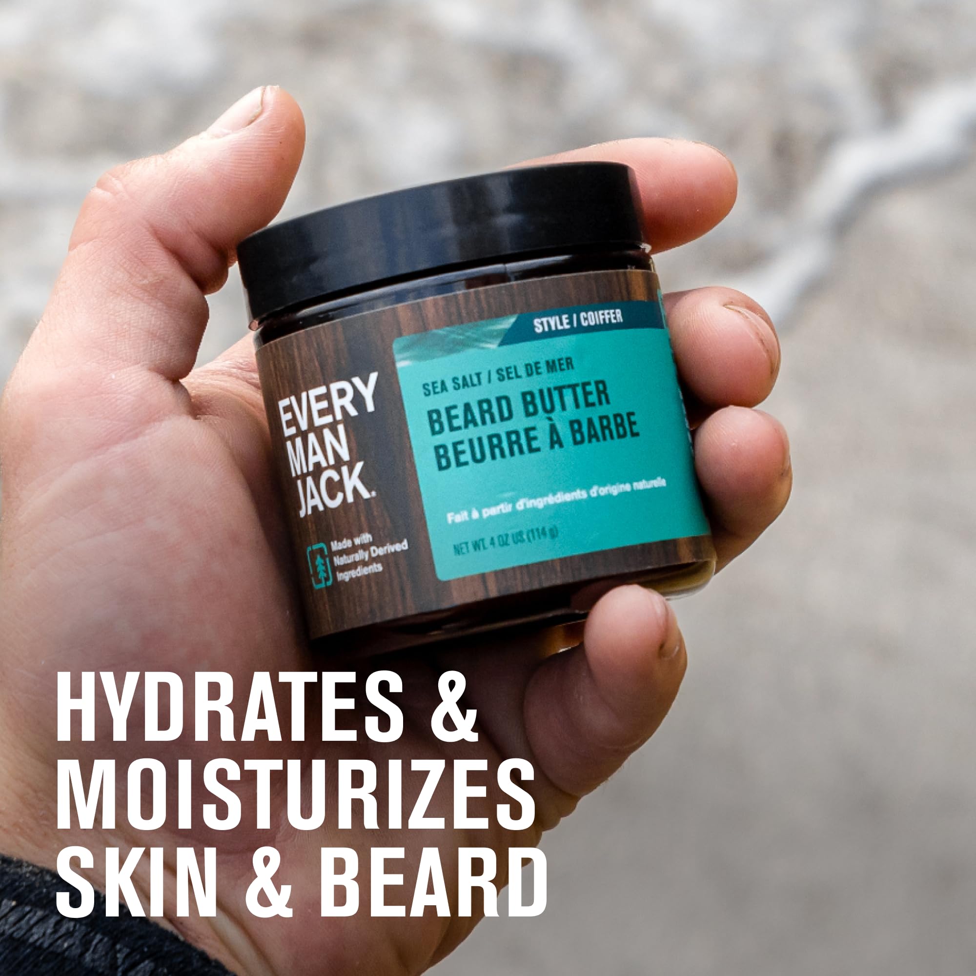 Every Man Jack beard butter sea-salt fragrance highlights refreshing outdoorsy scent