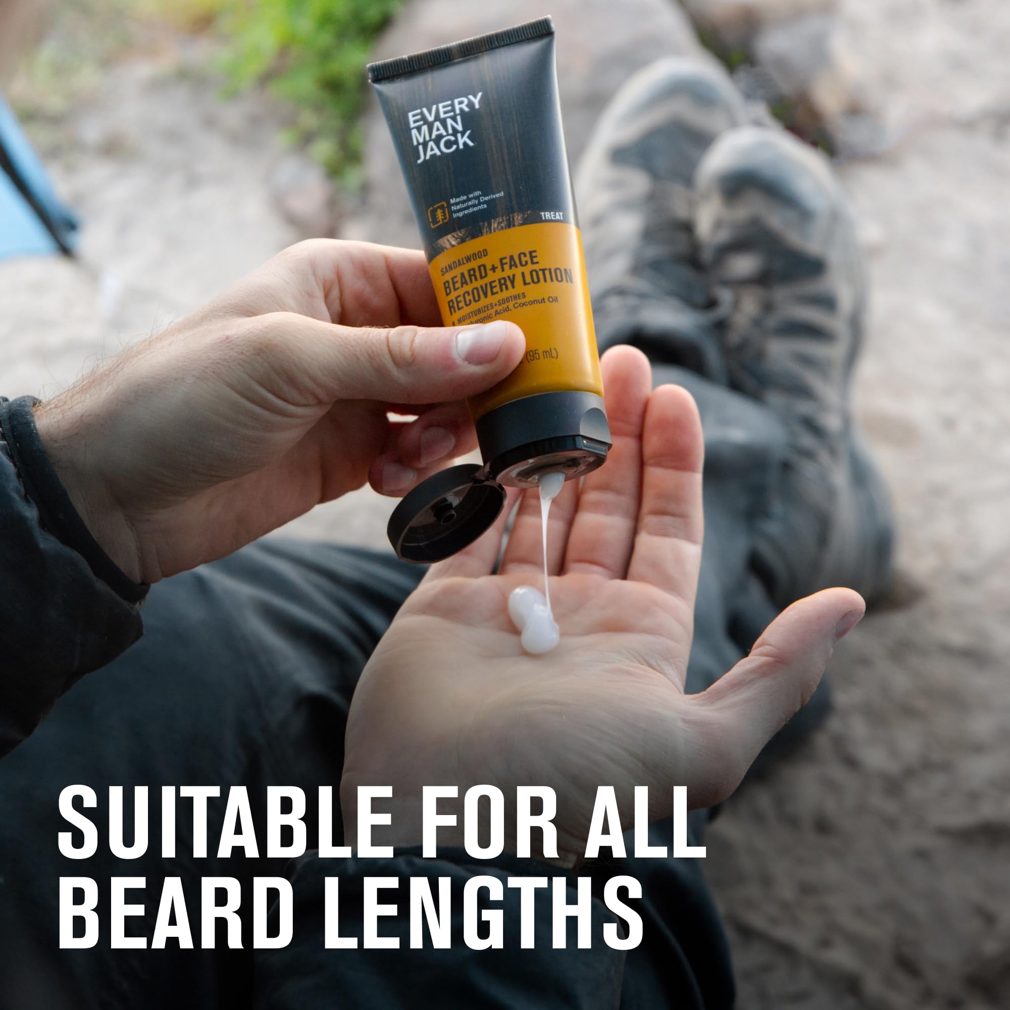 Every Man Jack Hyaluronic acid shot emphasizes deep hydration under beard and skin.