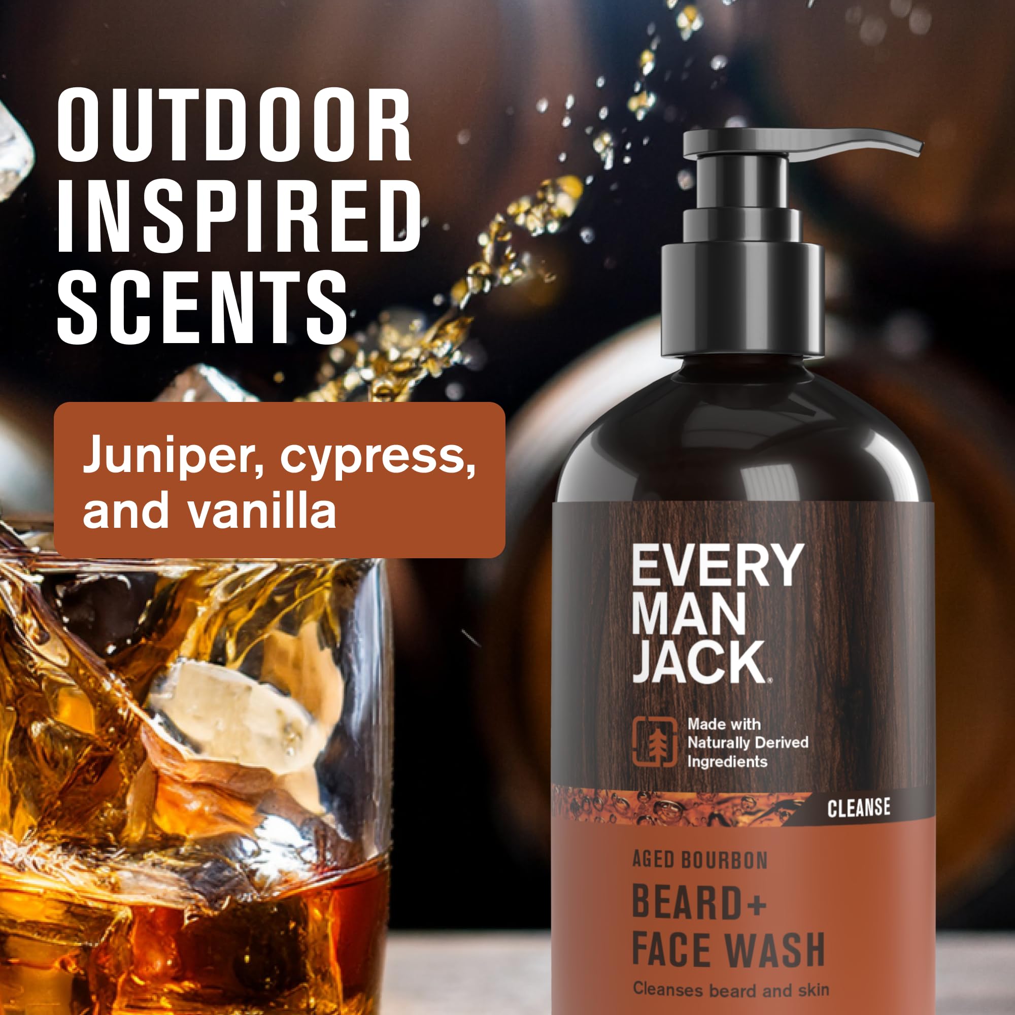 Every Man Jack beard oil bottle highlighting conditioning and softening benefits.