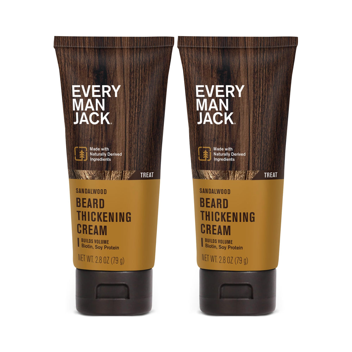 Every Man Jack beard thickening cream bottle for fuller beard with light, non-greasy finish