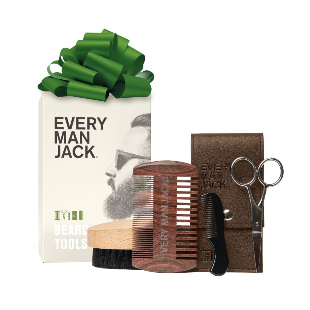 Every Man Jack beard tools gift set dual-tooth comb for tangle-free styling on the go