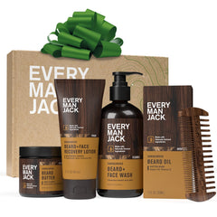 Every Man Jack beard wash bottle for thorough cleansing of beard and skin.
