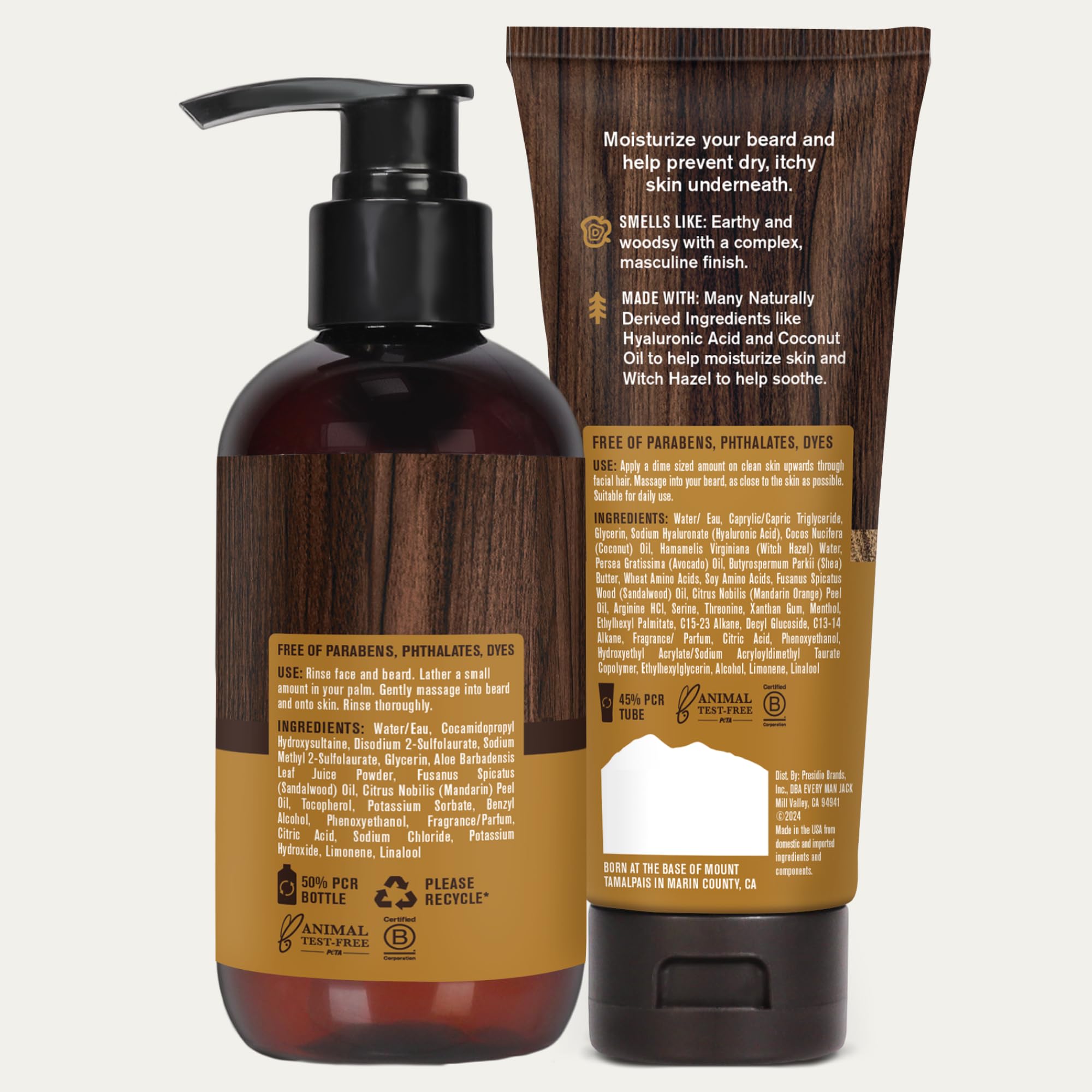 Every Man Jack beard-wash-lotion-set-bottle-closeup shows texture and use in real life.