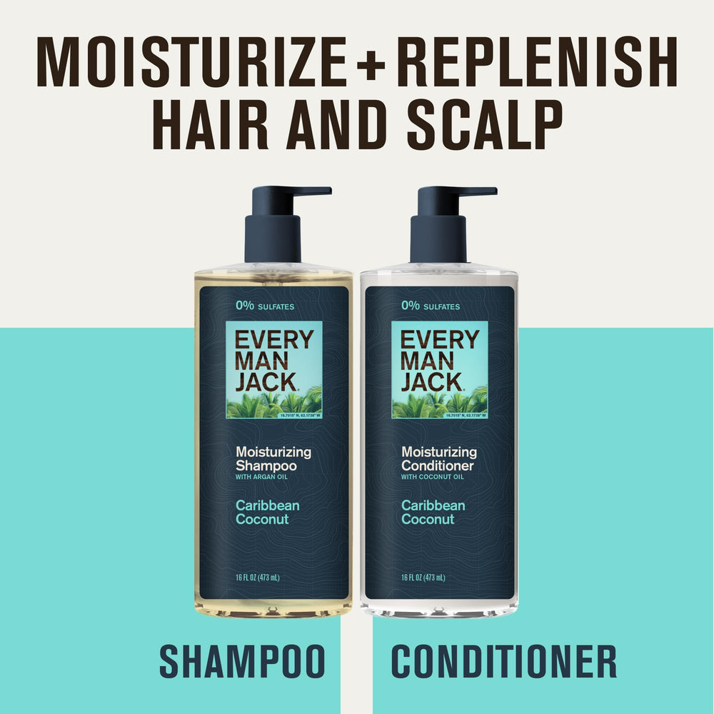 Every Man Jack Caribbean Coconut conditioner bottle—deep hydration for silky, manageable hair.