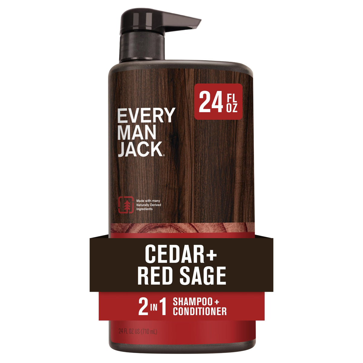 Every Man Jack cedar red sage 2in1 bottle front offers simple daily hair care.
