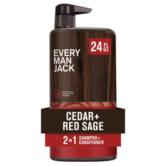 Every Man Jack cedar red sage 2in1 bottle front offers simple daily hair care.