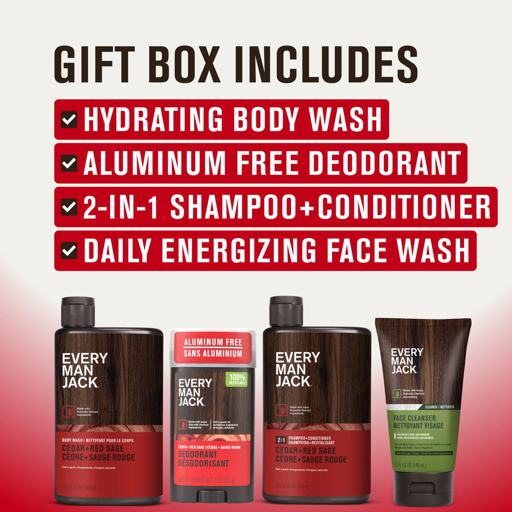Every Man Jack Cedar Red Sage 2-in-1 shampoo conditioner bottle for easy daily use.