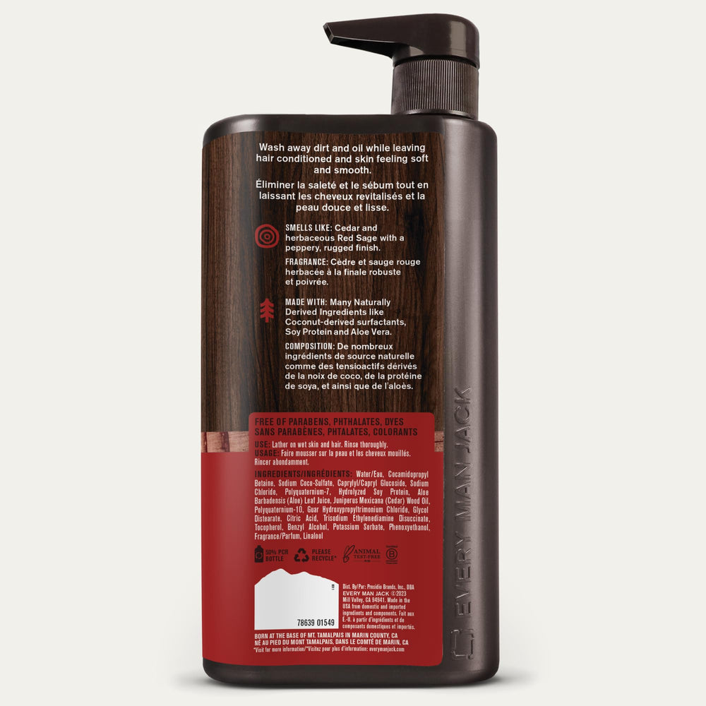 Every Man Jack Cedar + Red Sage 2-pack shot conveys value and consistent daily use.